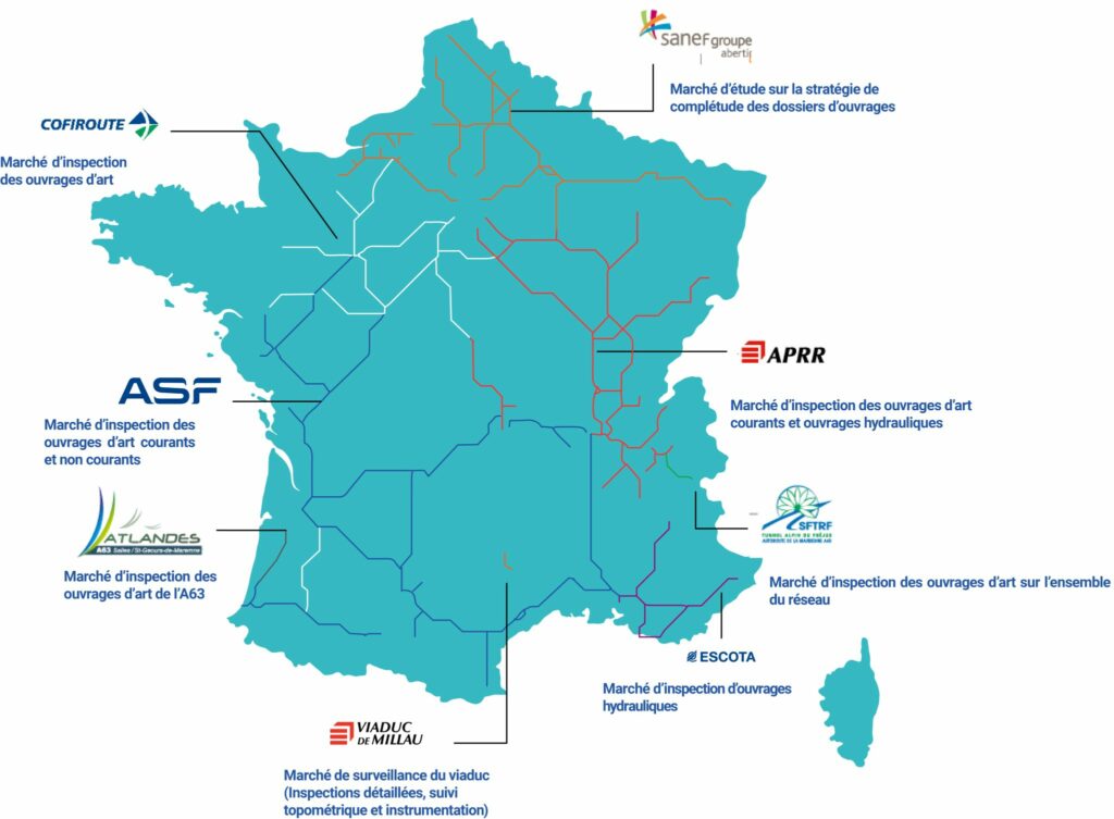 Sites leader d'inspection des ouvrages autoroutiers en France